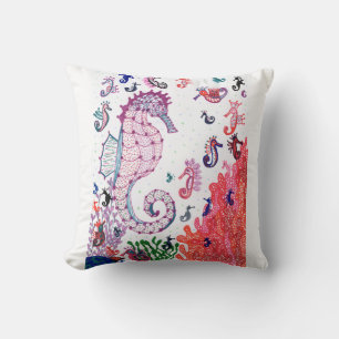 Throw Pillow. Design "Seahorses" Pillow