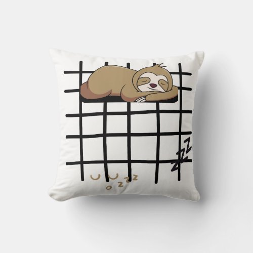 Throw PillowDreamy Pup Sleeping on a Cot Throw Pillow