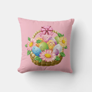 Throw Pillow-Easter Basket Throw Pillow