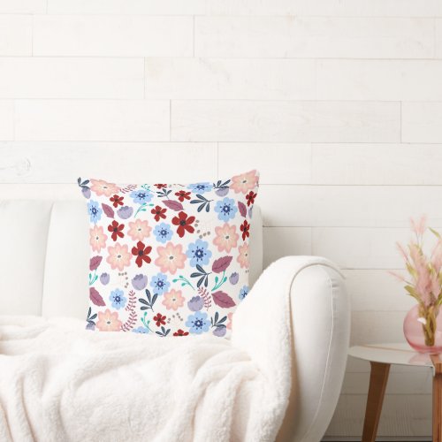 Throw Pillow Exclusive Pink Blue floral