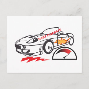 Throw Pillow Fast Dreams –Racing Car Pillow Design Postcard