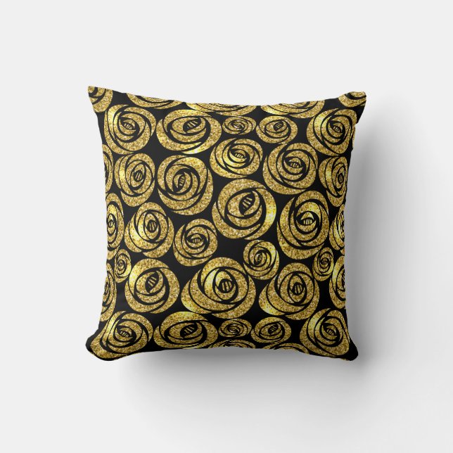 Throw Pillow-Faux Glitter Roses Pillow (Front)