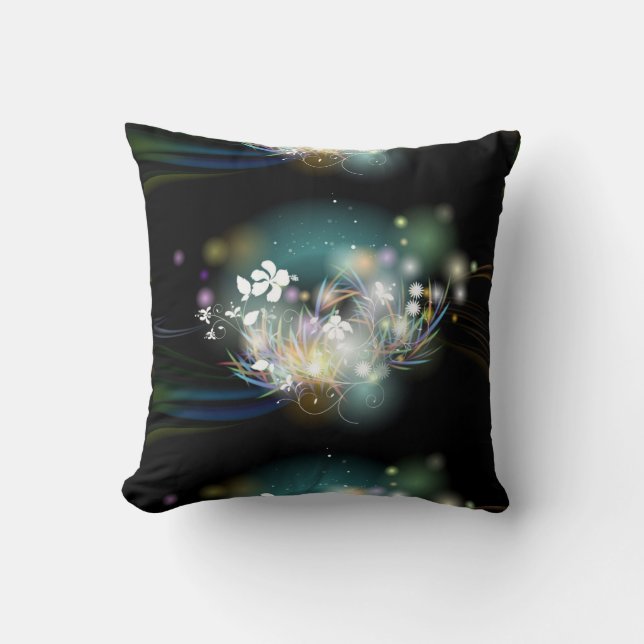 Throw Pillow/Flowers and Bokeh Pillow (Front)