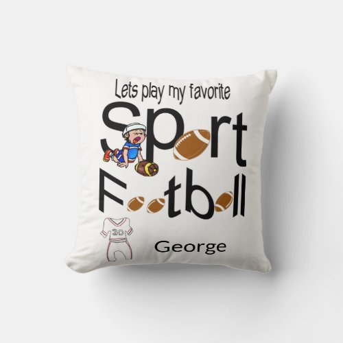 Throw Pillow Football Sports