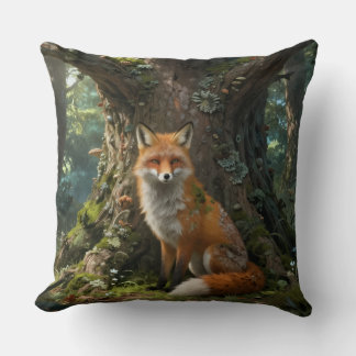 Throw Pillow Fox in the forest