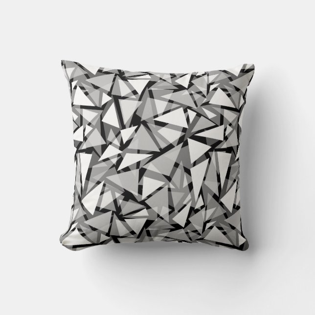 Throw Pillow geometric triangles shapes gray (Front)