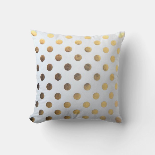 Throw Pillow/Gold Polka Dots Throw Pillow (Front)