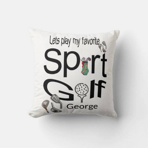 Throw Pillow Golf Sports