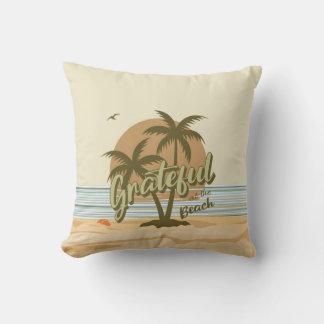 Throw Pillow grateful at the beach, fall colors