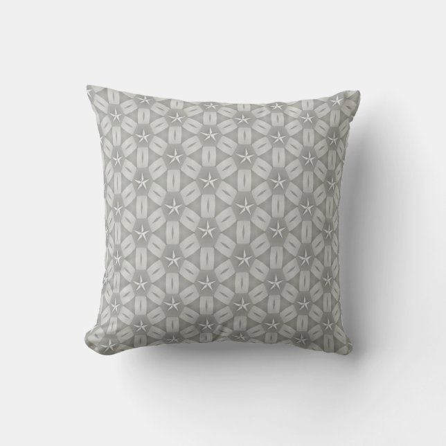 Throw Pillow Gray White Stars (Front)