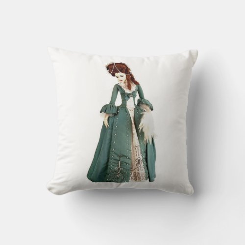 Throw Pillow Green Victorian Woman 