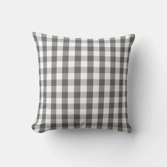 Throw Pillow-Grey Plaid Pillow (Front)