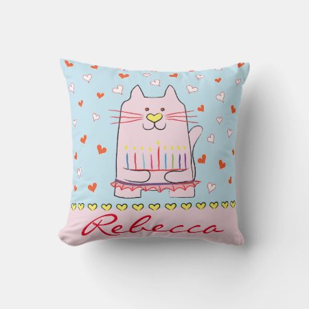 Throw Pillow Hanukkah Ballet Cat