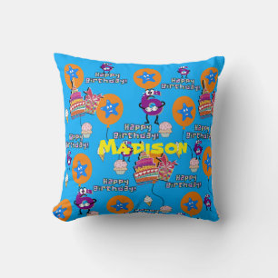 Throw Pillow, Happy 6th Birthday Blue Pillow