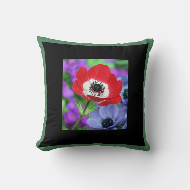 THROW PILLOW HAPPY SEED RED POPPY MONOGRAM (Front)