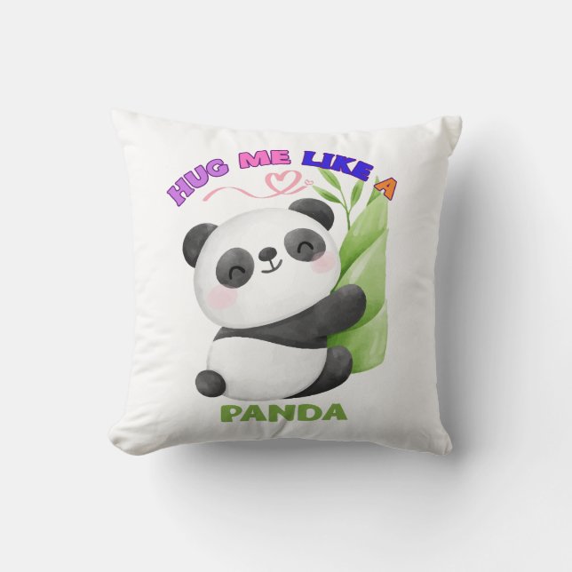 Throw Pillow – Hug Me Like a Panda 🐼 (Front)