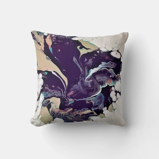Throw Pillow in purple, gold and torquoise (Front)