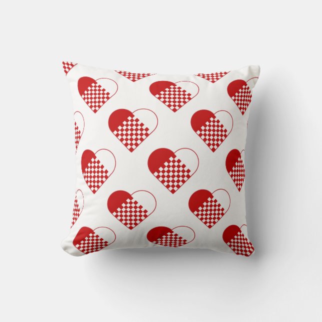 Throw Pillow in strawberry red hearts (Front)