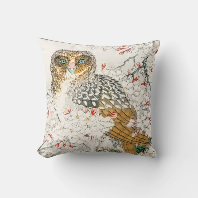 THROW PILLOW JAPANESE OWL PRINT PERSONAL INITIAL (Front)
