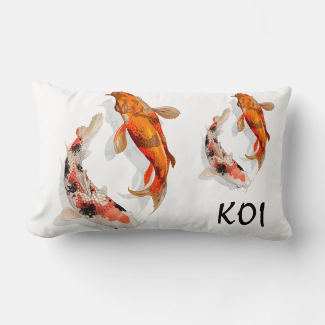 Throw Pillow-KOI Fish Lumbar Pillow (Front)