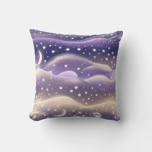 Throw Pillow - Lilac Cream Celestial Moon (Front)