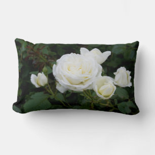 Throw Pillow (Lumbar) With White Roses