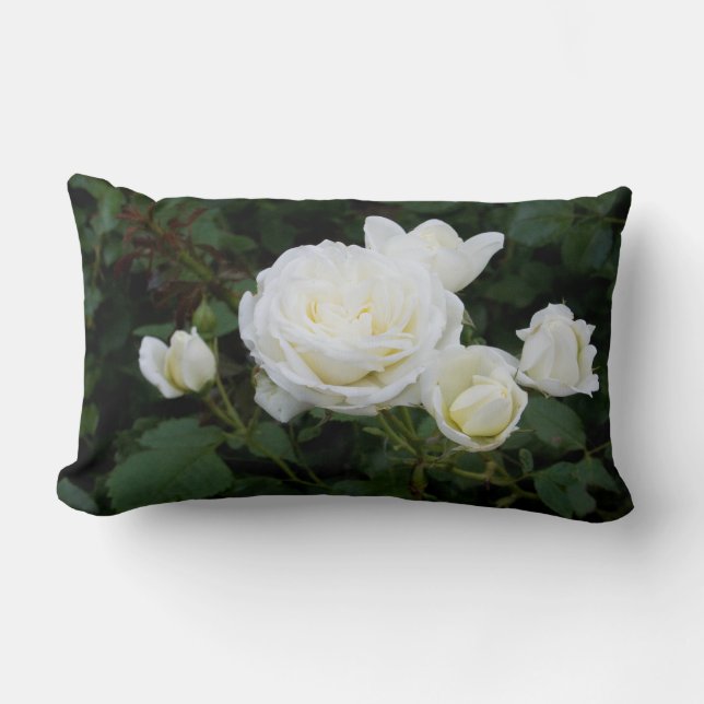 Throw Pillow (Lumbar) With White Roses (Front)
