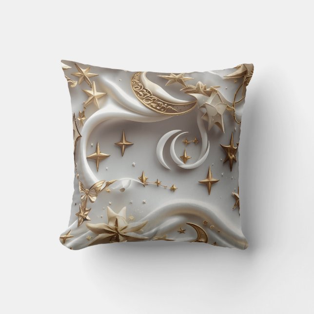 Throw Pillow – Luxury Alabaster White Celestial  (Front)