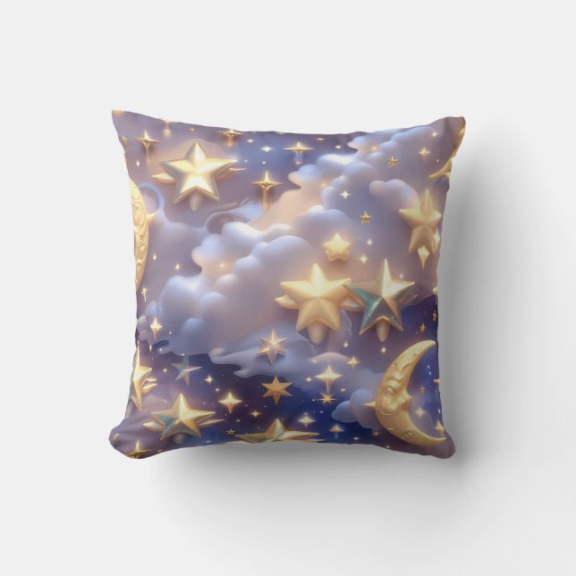 Throw Pillow – Luxury White Celestial Moon (Front)