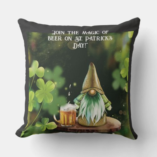 Throw Pillow Magical gnome St Patricks Day