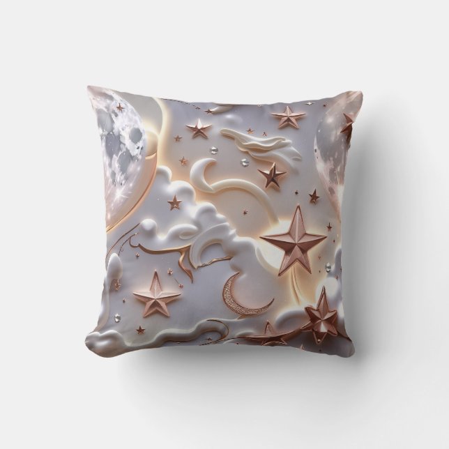 Throw Pillow - Marble White Celestial Moon (Front)