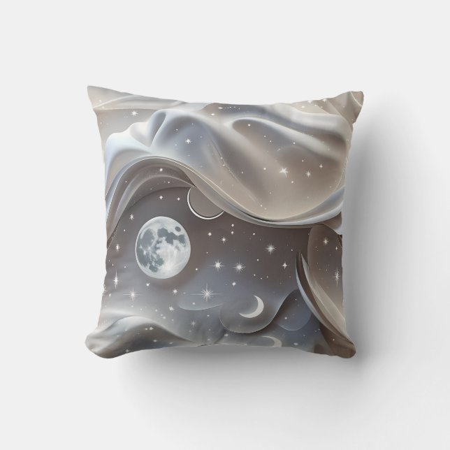 Throw Pillow - Marble White Celestial Moon (Front)