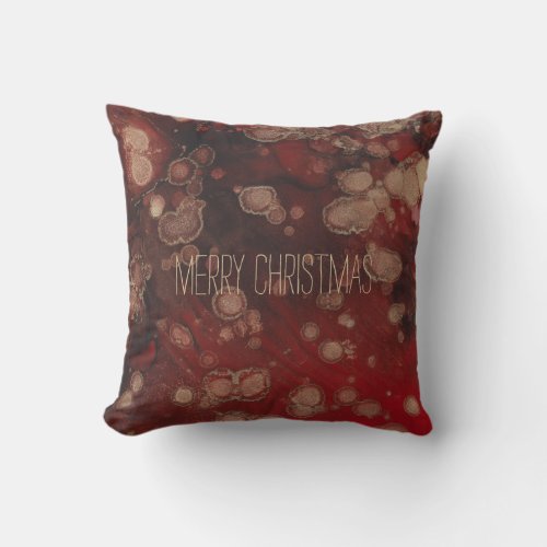 Throw Pillow Merry Christmas Burgundy in Red