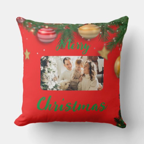 Throw Pillow Merry Cristmas  family photo