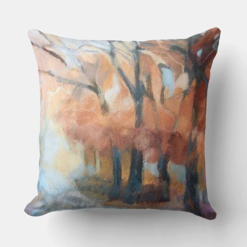 Throw Pillow modern orange yellow brown trees 