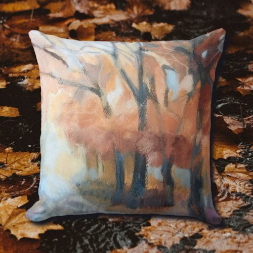 Throw Pillow modern orange yellow brown trees 