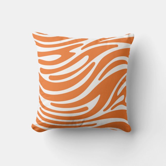 Throw Pillow - Modern Zebra Stripes (Orange) (Front)