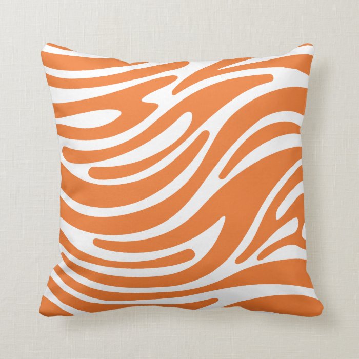 Throw Pillow - Modern Zebra Stripes (Orange) Zazzle