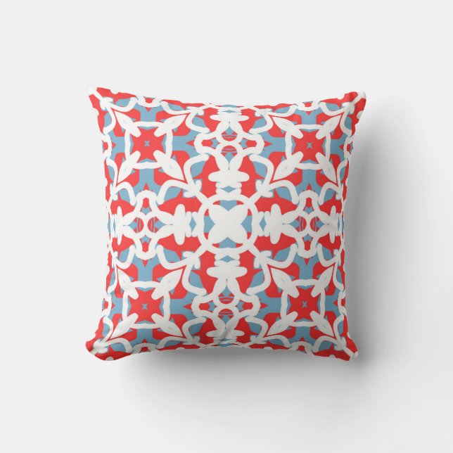 Throw Pillow, Multi color fabric print pattern  Pillow (Front)