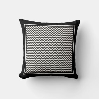 Throw Pillow or Cushion, Black and White Chevrons