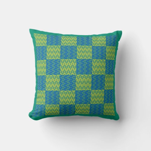 Throw Pillow or Cushion Emerald Green and Blue