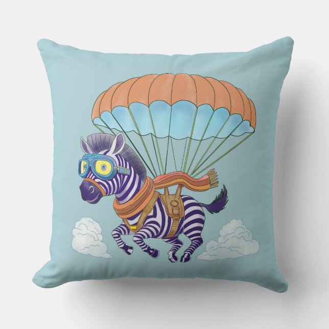 Throw Pillow Parachute Zebra (Front)