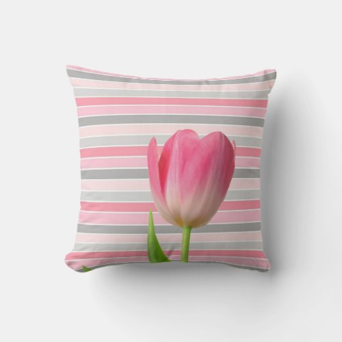 Throw Pillow Pastel Stripe Pink Tulip