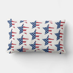 Throw Pillow-Patriotic Stars Lumbar Pillow