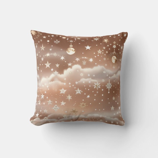 Throw Pillow – Peach Cream Celestial Moon (Front)