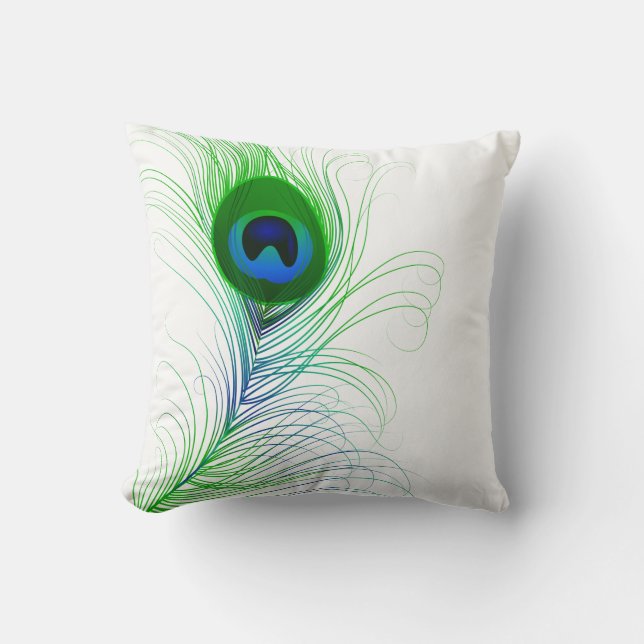 Throw Pillow-Peacock Feather Pillow (Front)