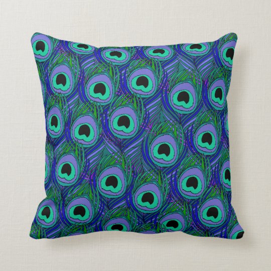 Throw Pillow peacock feather print Zazzle