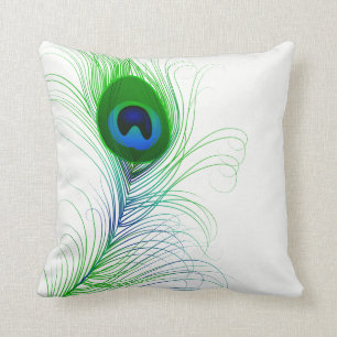 Throw Pillow-Peacock Feather Throw Pillow