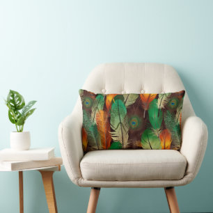 Throw Pillow Peacock Feathers
