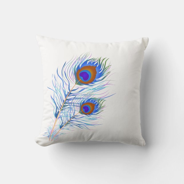 Throw Pillow-Peacock Feathers Pillow (Front)
